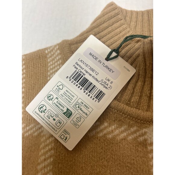 BARBOUR Harriet Pullover Sweater Pale Camel Size 2 NWT $170 - Picture 8 of 11